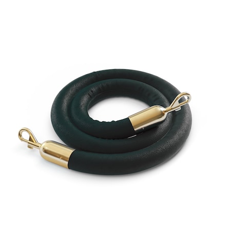 Naugahyde Rope Green With Pol.Brass Snap Ends 6ft.Cotton Core